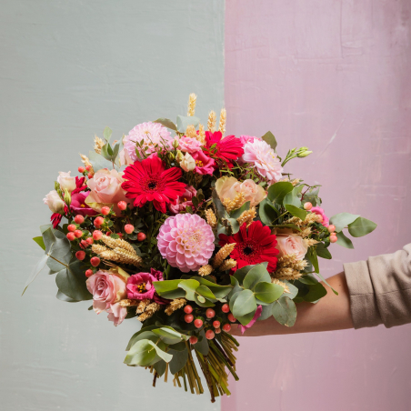 Bouquet du fleuriste rose spécial Octobre Rose